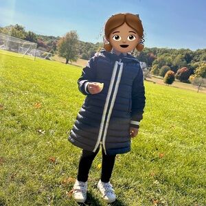 Moncler BLEJAN GIUBOTTO Navy White Trim Cardigan Puffer Toddler Sz 4 Dry Clean